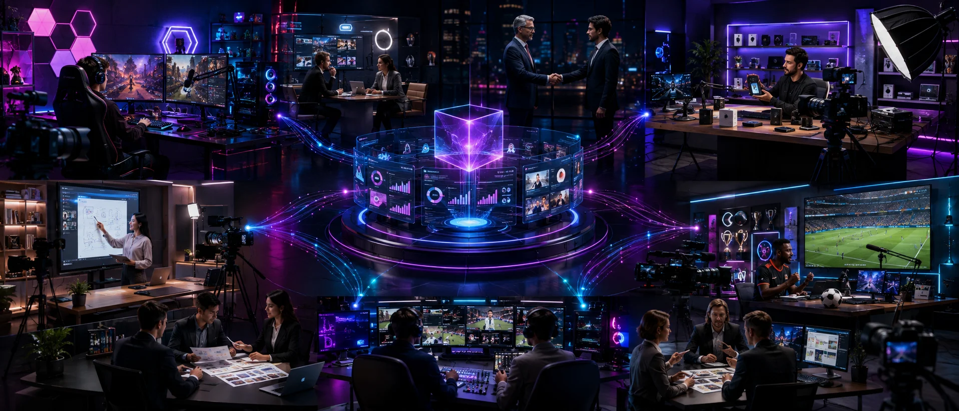 A sophisticated creator business marketplace connecting professional streamers with agencies and business clients